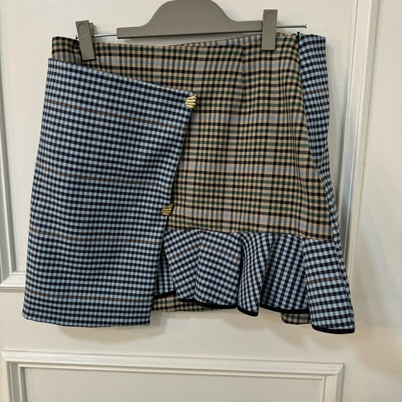 Brogger checkered mini skirt with hand buttons, large - Picture 4 of 16